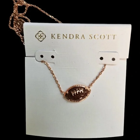 KENDRA SCOTT Football Autumn Fall 14K Rose Gold 19” Football Necklace NEW NWT - Picture 3 of 8